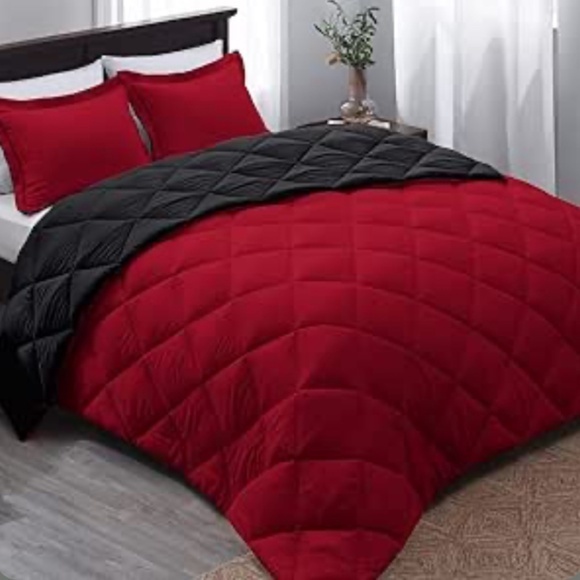 Bedding Basic Beyond Queen Comforter Set Red And Black Comforter Set